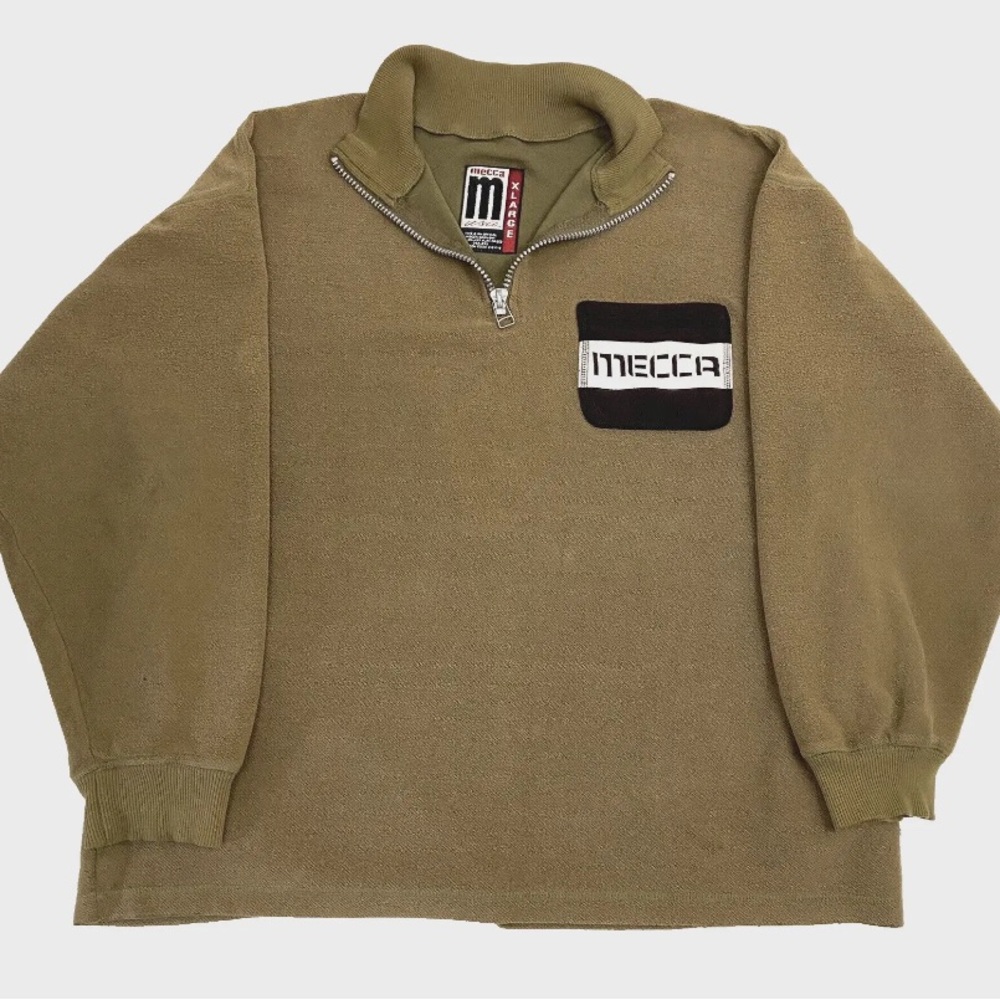 Mecca Tech USA VTG Gym Pullover Green Hip Hop Streetwear Rap Grunge Baggy Y2K XL